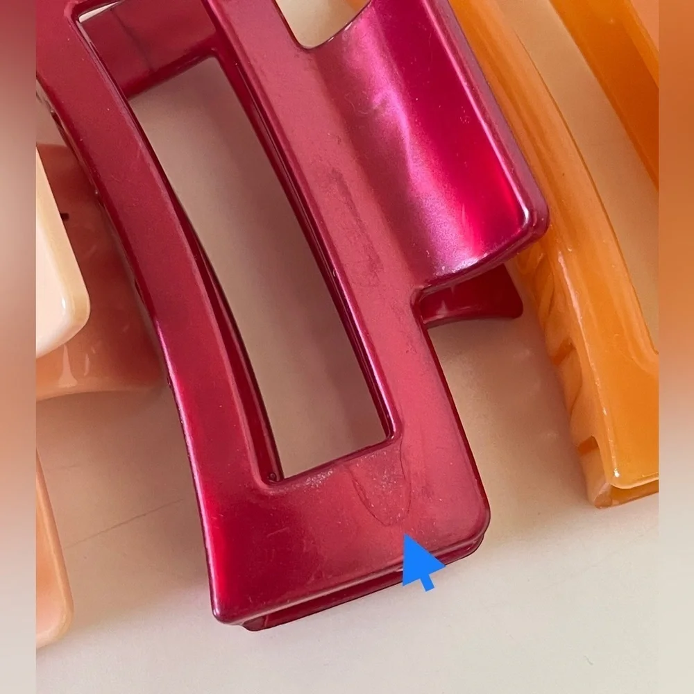 Orange Multicolored Rectangular Medium Size Claw Clip Hair Accessory 5 Pk Bundle